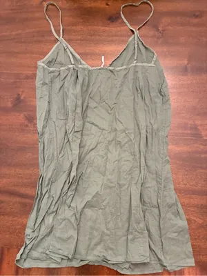 Free People Hannah Poplin Dress Large Army Green Tunic Shirt Dress Mini Buttons thumbnail 7