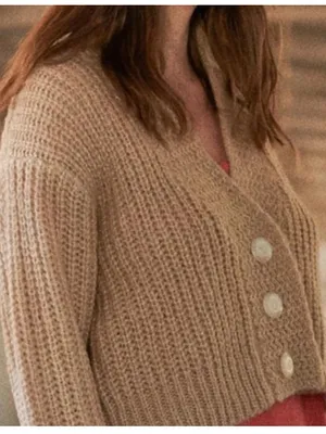 The Great. 0 XS‎ Montana Crop Cardigan Beige Tan Relaxed Boxy Boho thumbnail 9
