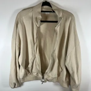 Standard Cloth Womens Tan Full Zip Sweatshirt Mock Neck Cotton Jacket‎ Small thumbnail 4