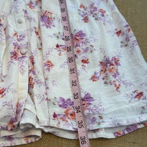 And Now This Women’s Floral Sweetheart Mini Dress Medium Cottagecore Linen Blend thumbnail 7
