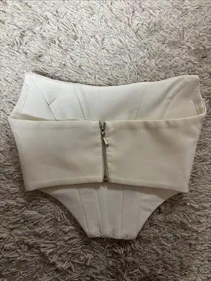 Trendyol White Structured Strapless Crop Top Size 2 thumbnail 7