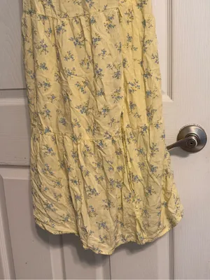 Hollister Pale Yellow Blue Floral Print Adjustable Strap Open Back Slip Dress XS thumbnail 6