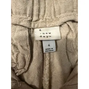 A New Day Tan Linen Blend Pleated‎ Wide Leg Trousers Tan Size 4 High Rise Pants thumbnail 2