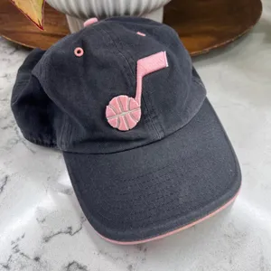47 Brand Utah Jazz NBA Hat Charcoal Grey Pink Embroidered Adjustable‎ Cap thumbnail 1