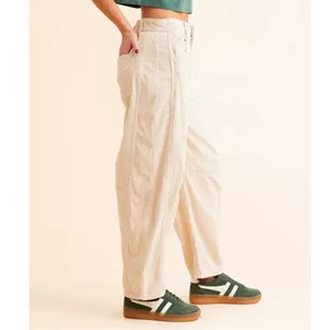 Free People We The Free Good Luck Mid-Rise Cord Barrel Jeans Fall Casual $128 thumbnail 2