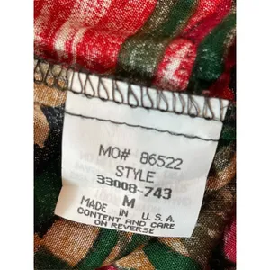 Sag Harbor Red Tropical Floral Pleated Elastic Waist Midi Skirt M 90s Office thumbnail 7