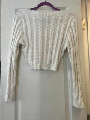 Boutique Cropped Light Cable Knit Sweater thumbnail 3