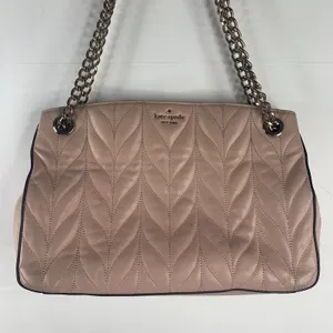 Kate Spade Large Shoulder Bag Briar Lane Quilted Emelyn Pink Leather Gold Chain thumbnail 4