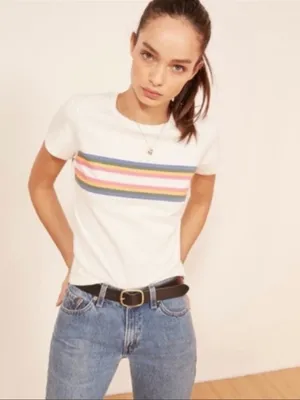 Reformation Women's Retro Rainbow Striped Tee Size XS thumbnail 10