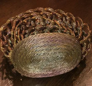 Copper Metal Vintage Brutalist Chunky Retro Braided Belt With Removable Buckle thumbnail 1
