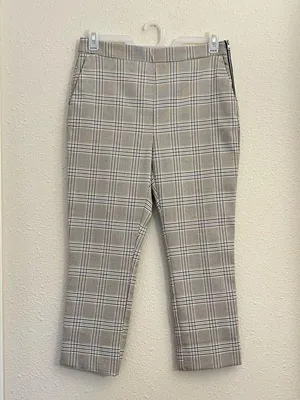 Zara Plaid Ankle Pants in Gray Size Large thumbnail 3