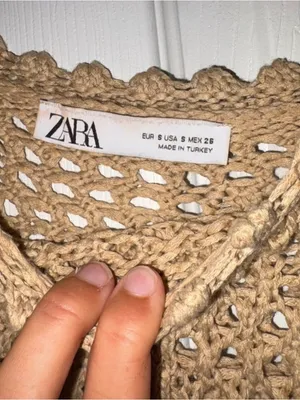 Zara Crochet Open-Knit Sweater - Beige Brown thumbnail 2