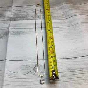 Large Clear Solitaire Pendant CZ w/ gold tone Necklace thumbnail 6