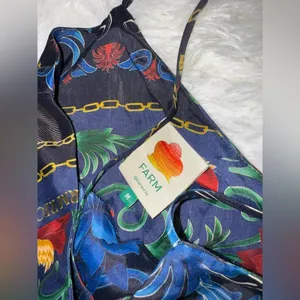NEW FARM Rio Snakes Bouquet Maxi Slip black and navy Dress sz M thumbnail 6