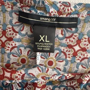 Amang NY Top Womens XL Peasant Boho V-neck Cap Sleeve Stretch‎ Colorful thumbnail 3