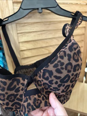 Leopard Print Underwire Bra - Brown 32DD thumbnail 2
