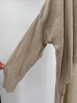Pull&Bear oversized fine-knit sweater dramatic high-low asymmetrical hem linen S thumbnail 8