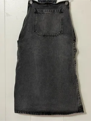 Free People Rocky Mountain Denim Overall Dress Charcoal Gray Sz 8 Snap Side Mini thumbnail 4