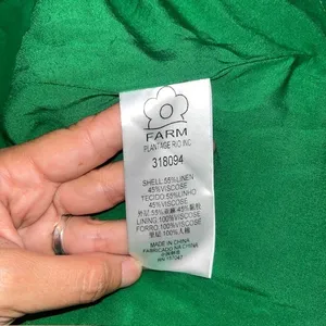 Farm Rio Lea Leaf Mini Dress One Shoulder Linen‎ Blend Green Small thumbnail 10