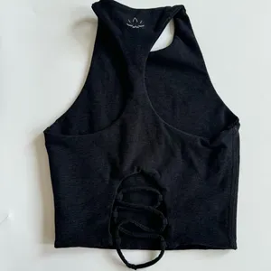 BEYOND YOGA Space Dye Across The Straps Cropped Tank Darkest Night Black Size XS thumbnail 6