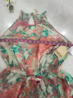 BeBop Coral & Teal Tie-Dye Halter Romper thumbnail 8