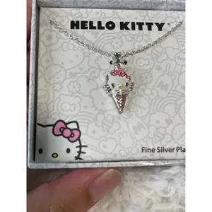 Sanrio Hello Kitty Brass Enamel Pink Ice Cream Cone Pendant Necklace NEW thumbnail 6