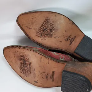 Liberty Black Toscano Size 9 Red Suede Leather Mules Clog Western Cowgirl thumbnail 7