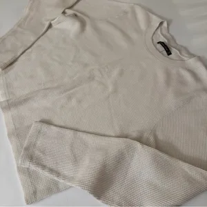 Abercrombie White Long Sleeve Waffle Crewneck Shirt thumbnail 2