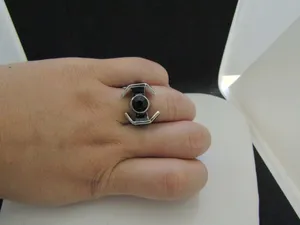 Black Cz Starship Tibetan Silver Ring - Size 7 thumbnail 5