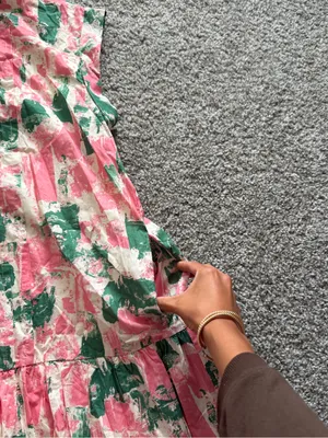 Entro Women’s Pink & Green Splatter Dream Dress Printed Button‑Front Dress thumbnail 5