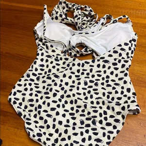 - Aerie Black and Cream One-Piece Swimsuit thumbnail 3