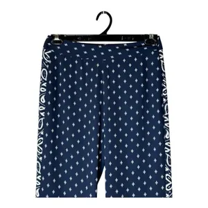 Cabi Pants Women 2 Navy Blue White Geometric Track‎ Star Flowy Wide Leg Trousers thumbnail 4