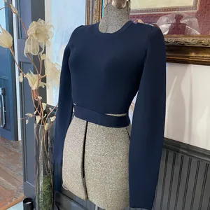 NWT Aritzia Ten by Babaton Retrospect Sweater Strip Cut Out Cropped Top Sz M 💛🎀 thumbnail 6