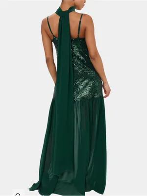 Show Me Your Mumu Emerald Green Sequin Spaghetti Strap Evening Gown Dalia Maxi thumbnail 2