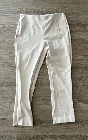 Chico’s Ankle Pants Womens 0.5 US 6 Cream Ivory Pull On Ponte Slim Stretch thumbnail 1