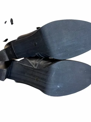 St John’s Bay Y2K Leather Shoes Size 8 Black Mules Clogs Buckle Office Neutral thumbnail 9