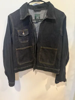 Wild Fable Women's Front Zip-Up Utility Denim Jacket - Dark Wash thumbnail 1