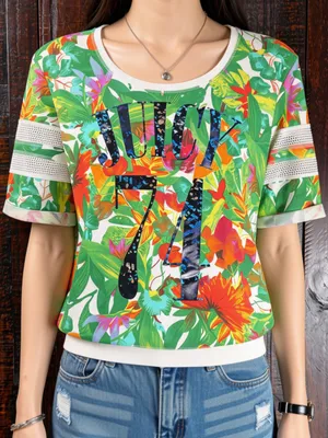 Juicy Couture Women’s Tropical Print Sporty Tee - 'Juicy 74' thumbnail 10