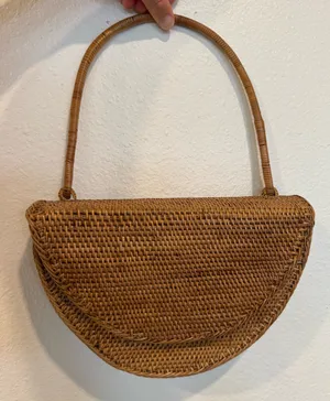 Anthropologie Bali Half-Circle Satchel Bag Neutral thumbnail 1