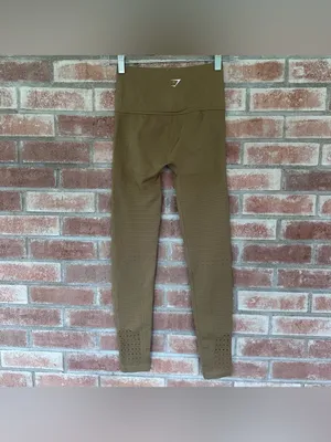Gymshark Energy Seamless Leggings Perforated Tan Women’s XS Workout Gym Athletic thumbnail 5
