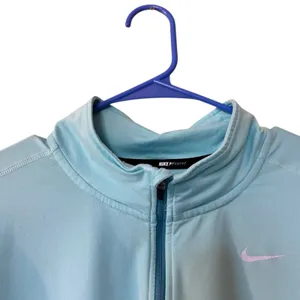NIKE RUNNING TOP 1/2 Zip Collar Teal SZ LG Long Sleeve Finger Holes Athletic thumbnail 3