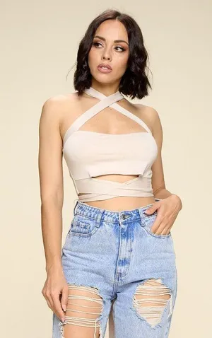 12th Tribe Halterneck Wrap Tie Top thumbnail 1