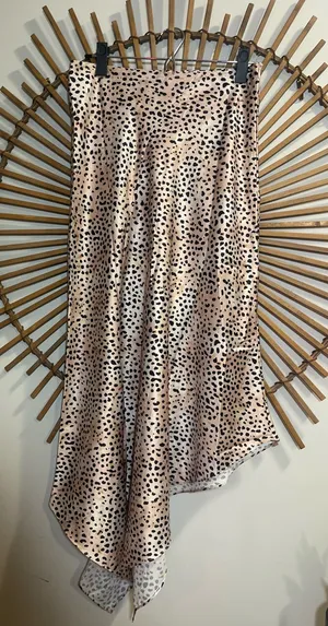 Petal and Pup Women’s Asymmetrical Satin Cheetah Print Midi Skirt Glam Flowy thumbnail 1