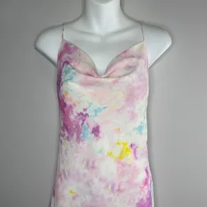 Revolve RESA Teenie Mini Dress Cotton Candy Tie Dye‎ XS Cowl Neck Tie Straps NEW thumbnail 4