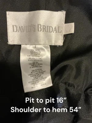 David’s Bridal Black Strapless Satin Evening Gown / Bridesmaid Dress – Size thumbnail 3