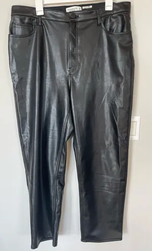 Abercrombie Fitch Women Pant 33 FauxLeather Ankle Straight Ultra HiRise Black thumbnail 1