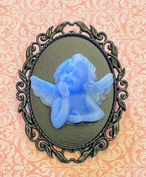 Handmade blue Angel brooch/badge/pin in gothic style✨ thumbnail 1