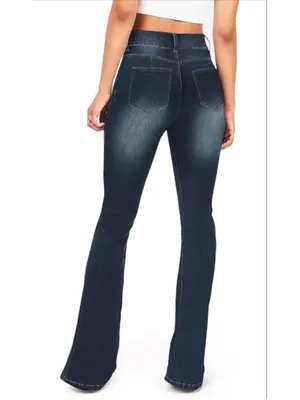 NEW Flare Jeans Bootcut Bell Bottom Jeans High Waisted Stretch X Tall 32/34 thumbnail 2