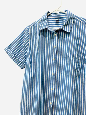 Striped Mini Shirt Dress Old Navy Blue thumbnail 6