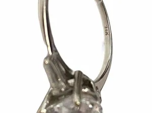 Women’s 14K Pear Shape White Gold CZ Zirconia Wedding Or Engagement Sz 10 Ring thumbnail 7